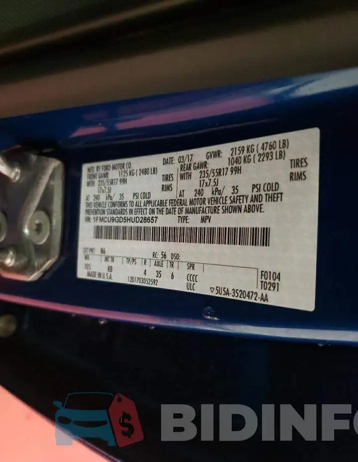 1FMCU9GD5HUD28657 Photo# 13