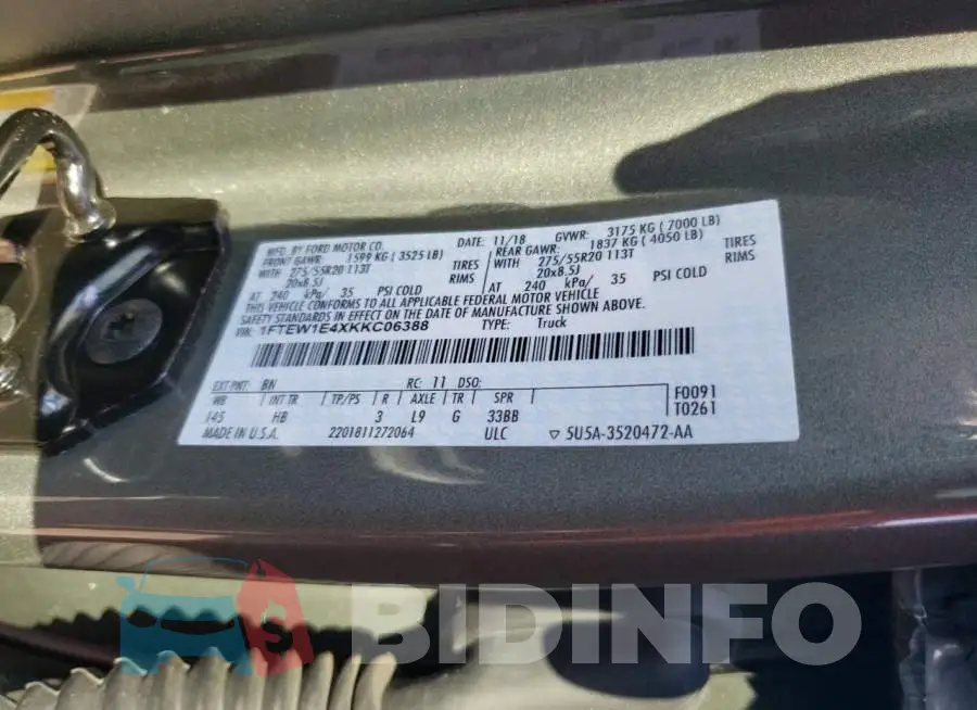 1FTEW1E4XKKC06388 Photo# 12