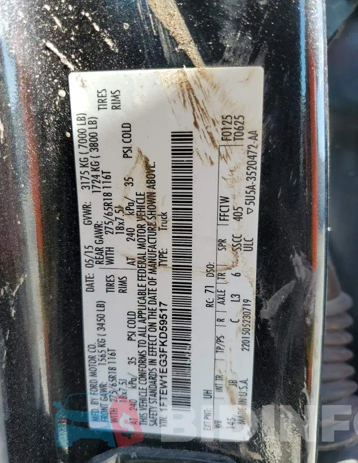 1FTEW1EG3FKD59517 Photo# 13