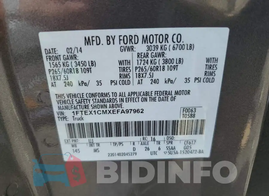 1FTEX1CMXEFA97962 Photo# 13