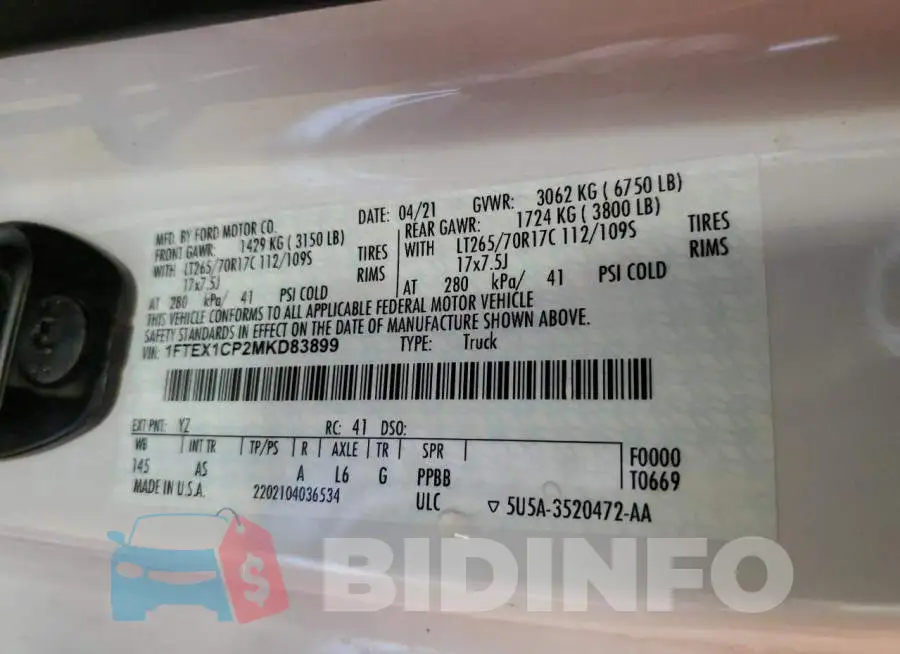 1FTEX1CP2MKD83899 Photo# 12