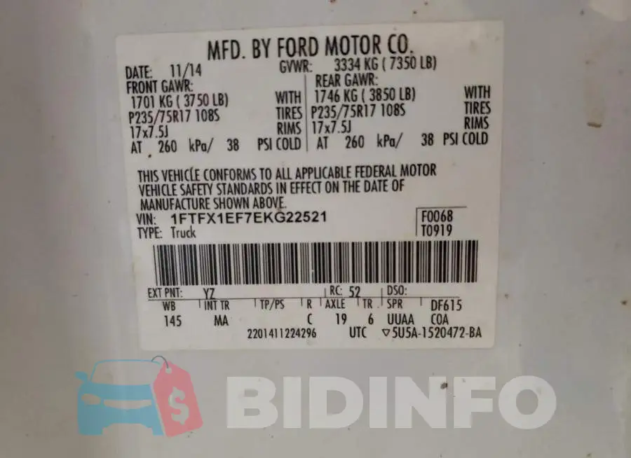 1FTFX1EF7EKG22521 Photo# 12