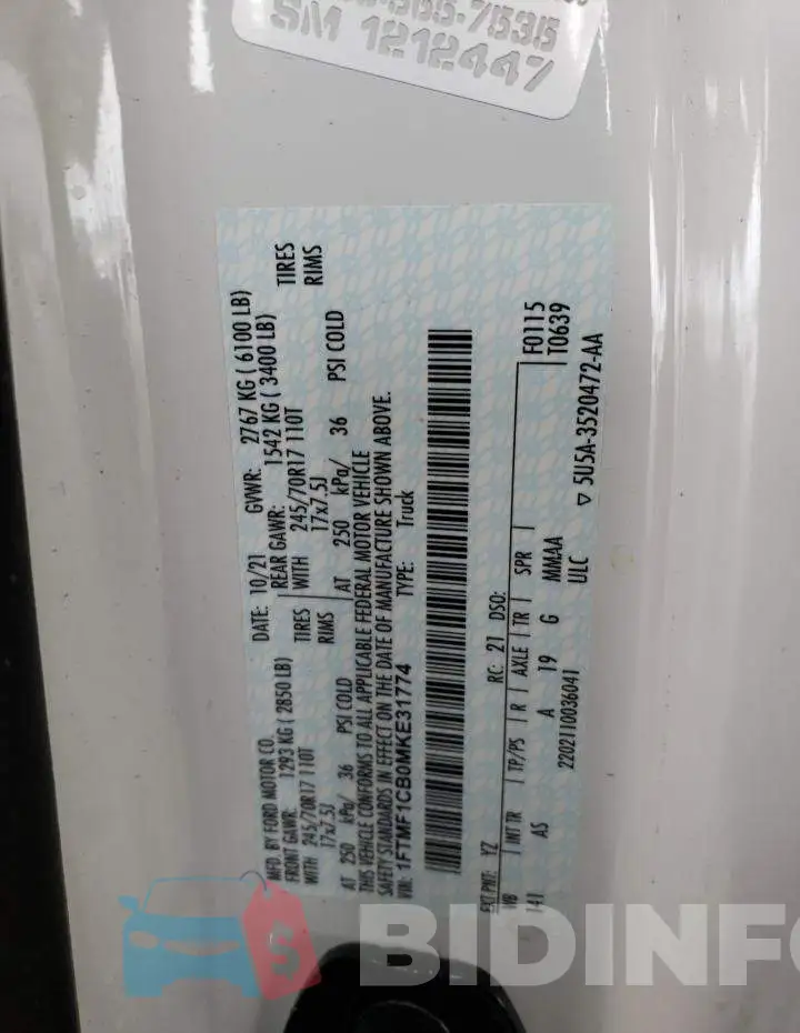 1FTMF1CB0MKE31774 Photo# 12