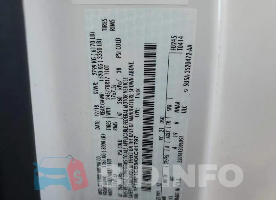 1FTMF1CB8KKC41797 Photo# 12