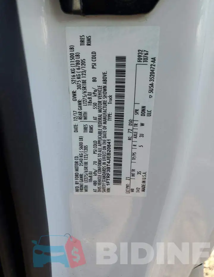 1FTRF3BT4JEB20841 Photo# 12