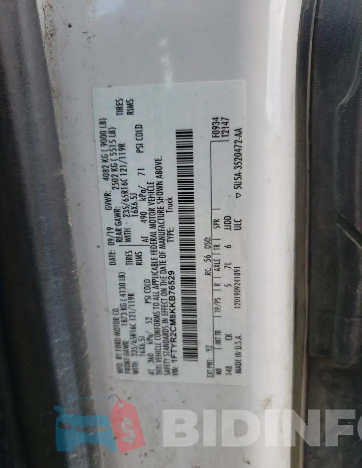 1FTYR2CM8KKB76529 Photo# 13
