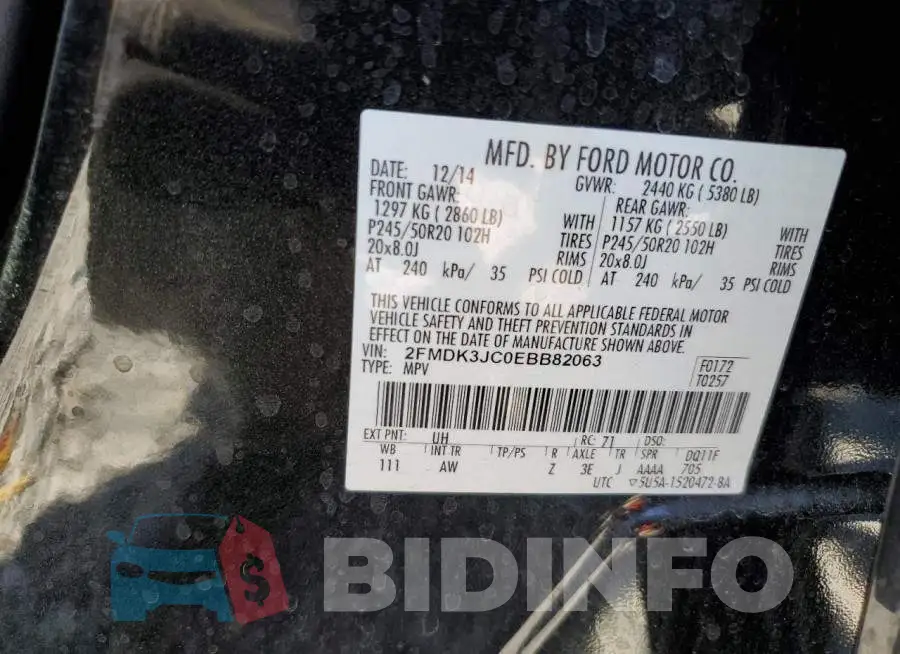 2FMDK3JC0EBB82063 Photo# 13