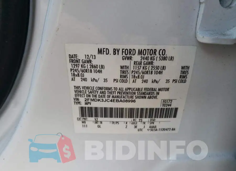 2FMDK3JC4EBA08996 Photo# 13