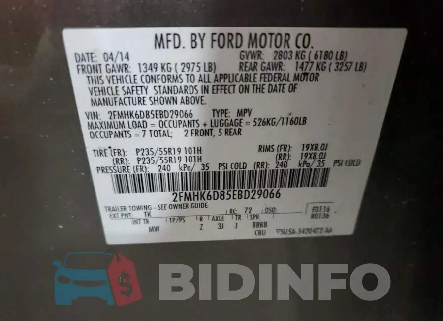 2FMHK6D85EBD29066 Photo# 14