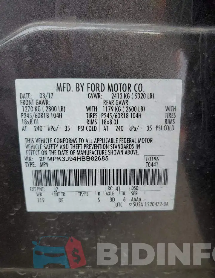 2FMPK3J94HBB82685 Photo# 13