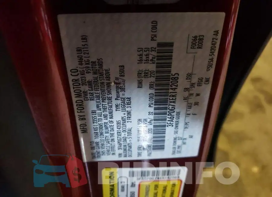 3FA6P0G7XER142085 Photo# 12
