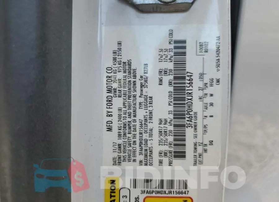 3FA6P0HDXJR156647 Photo# 13