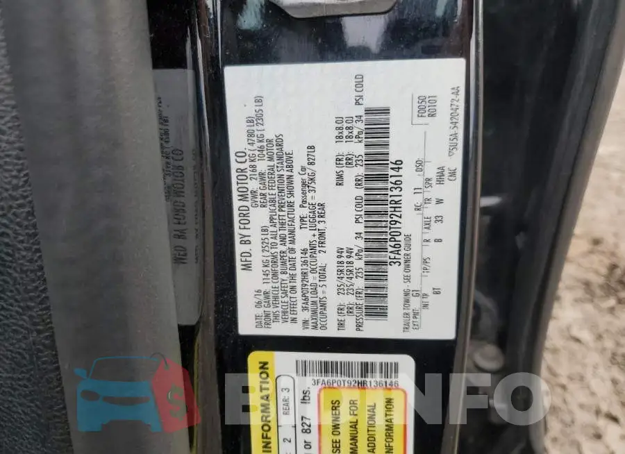 3FA6P0T92HR136146 Photo# 12