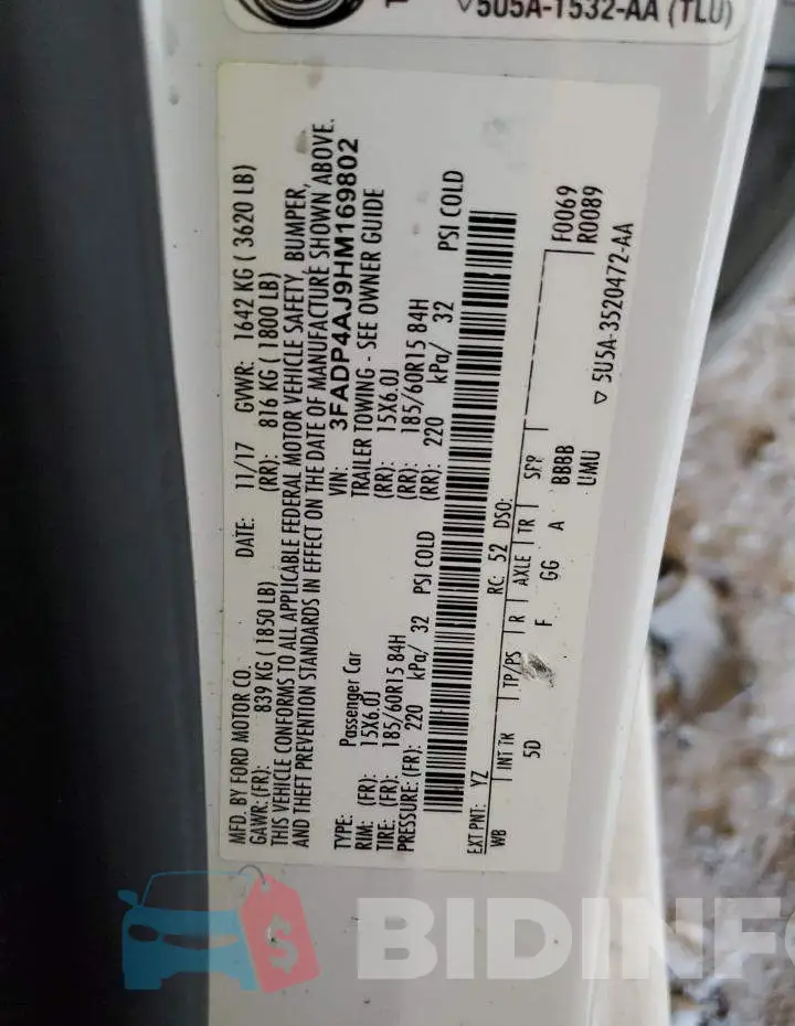 3FADP4AJ9HM169802 Photo# 13
