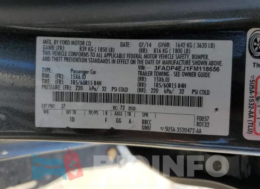 3FADP4EJ1FM118656 Photo# 13