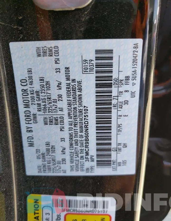 3FMCR9B60NRD75107 Photo# 13