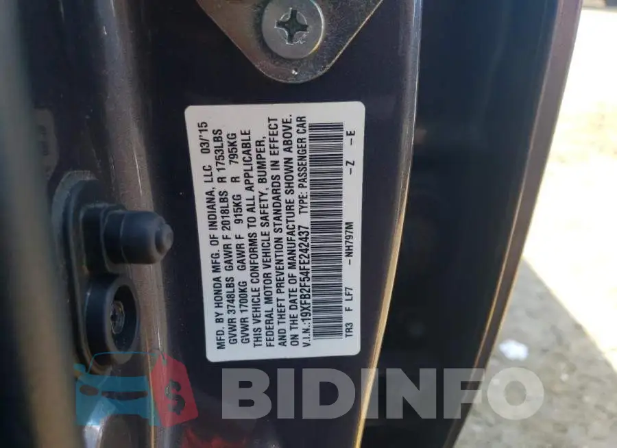 19XFB2F54FE242437 Photo# 12