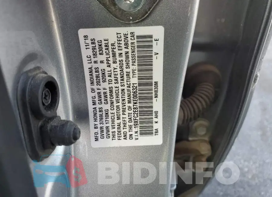 19XFC2E87KE006321 Photo# 12