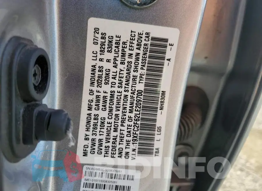 19XFC2F62LE209700 Photo# 12