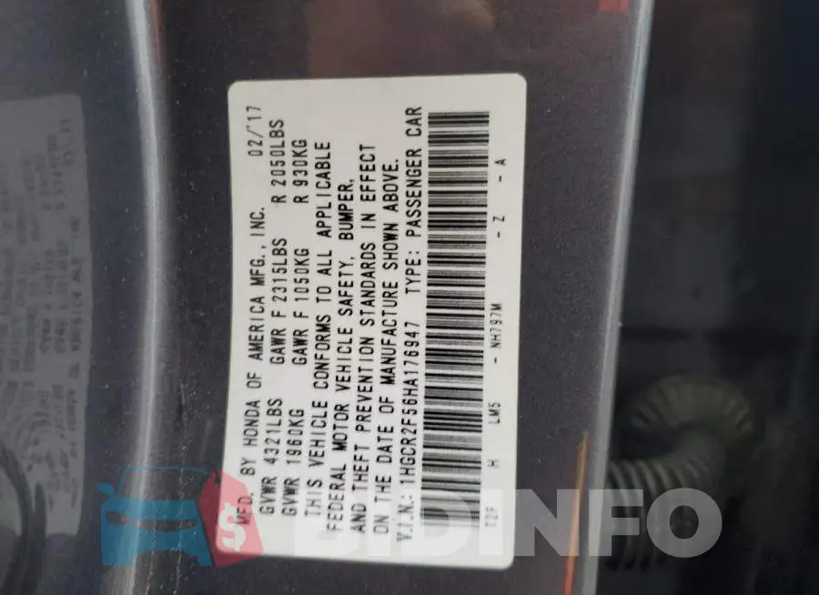 1HGCR2F56HA176947 Photo# 12