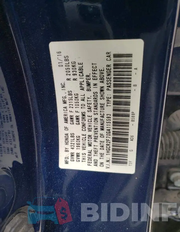 1HGCR2F70GA115593 Photo# 13