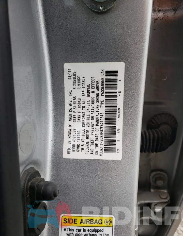 1HGCR2F82EA210842 Photo# 13