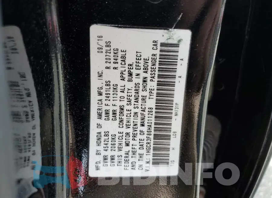 1HGCR3F86HA011268 Photo# 12