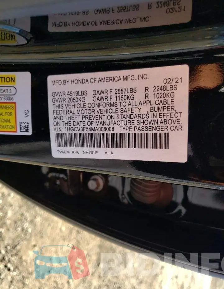 1HGCV3F54MA008008 Photo# 12