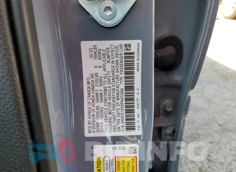 2HGFE1E5XPH472994 Photo# 12