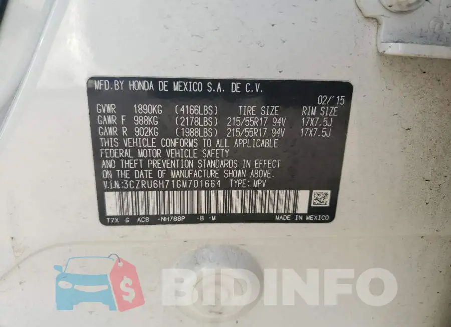 3CZRU6H71GM701664 Photo# 12