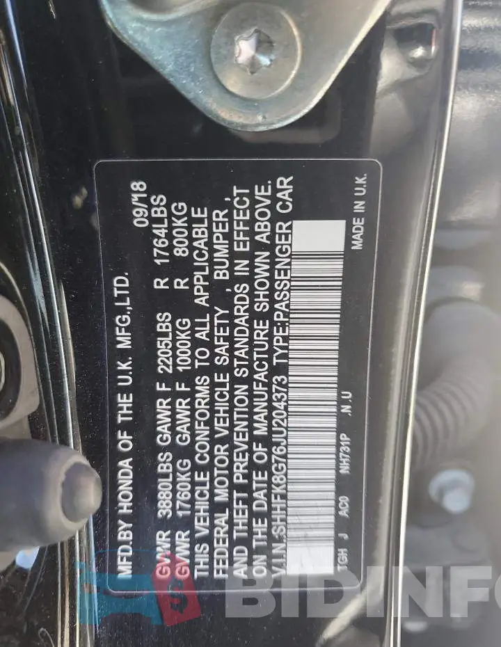SHHFK8G76JU204373 Photo# 12