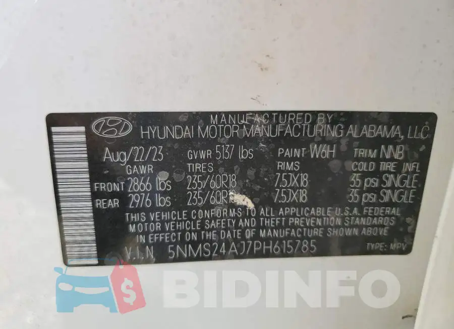 5NMS24AJ7PH615785 Photo# 13