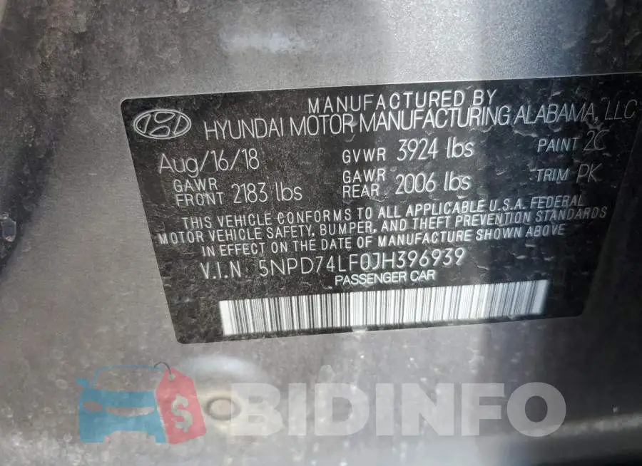 5NPD74LF0JH396939 Photo# 12