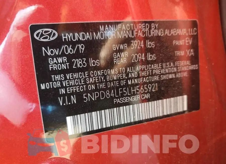 5NPD84LF5LH565921 Photo# 12