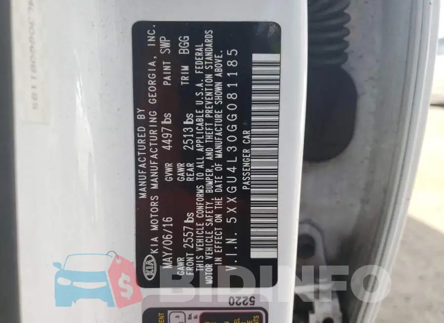 5XXGU4L30GG081185 Photo# 12