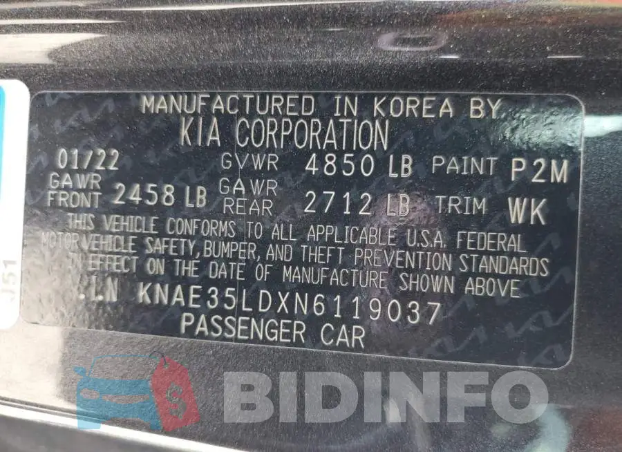 KNAE35LDXN6119037 Photo# 12