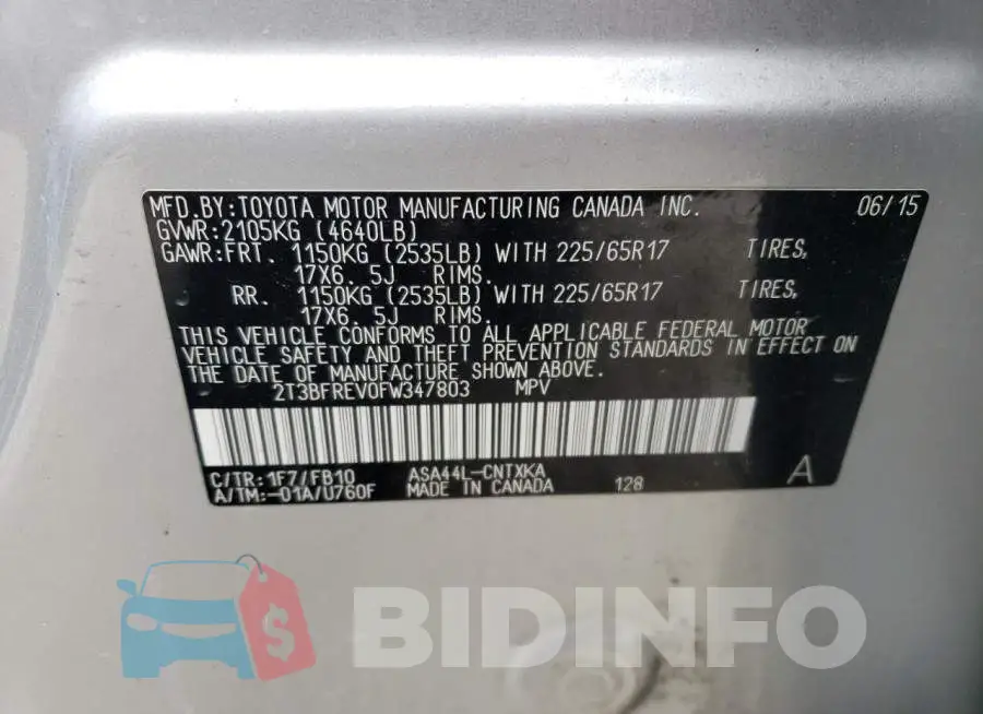 2T3BFREV0FW347803 Photo# 14