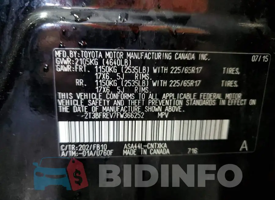 2T3BFREV7FW366252 Photo# 13