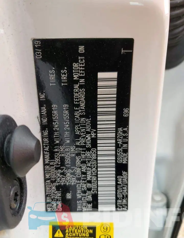 5TDDZRFH2KS978850 Photo# 13