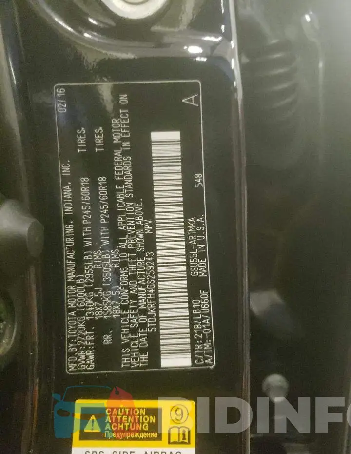 5TDJKRFH4GS259243 Photo# 14
