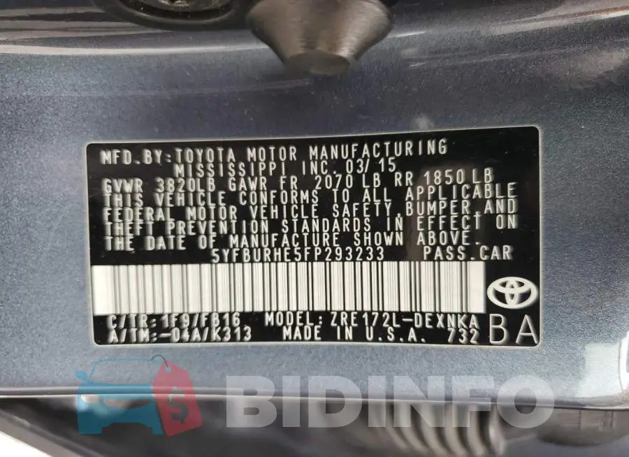 5YFBURHE5FP293233 Photo# 12