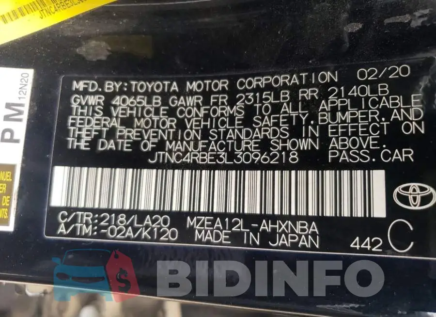 JTNC4RBE3L3096218 Photo# 12