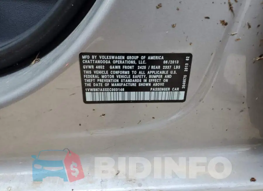 1VWBN7A3XEC003146 Photo# 12