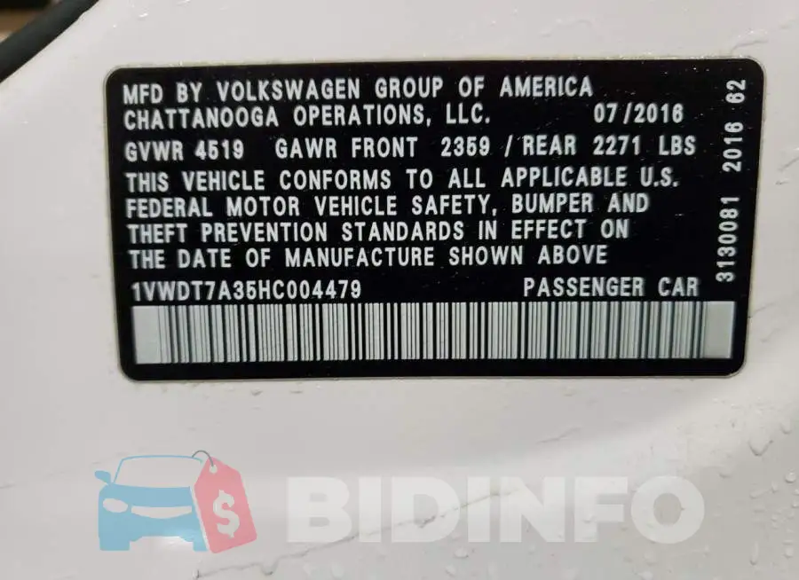 1VWDT7A35HC004479 Photo# 12