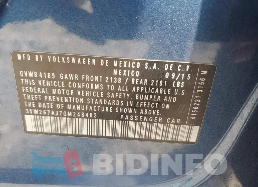 3VW267AJ7GM248483 Photo# 12