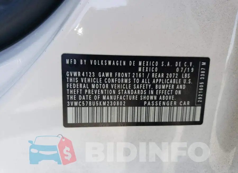 3VWC57BU5KM230802 Photo# 12