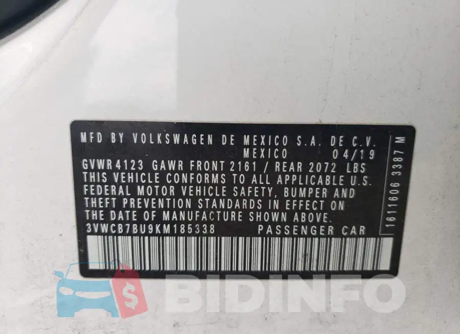 3VWCB7BU9KM185338 Photo# 13