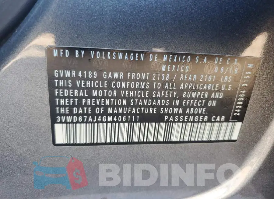 3VWD67AJ4GM406111 Photo# 12