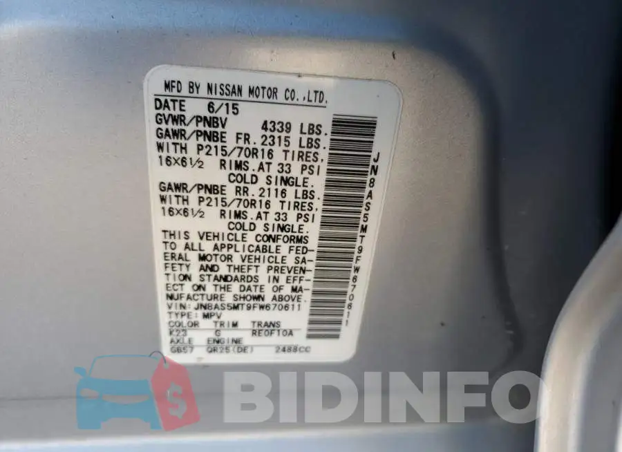 JN8AS5MT9FW670611 Photo# 12