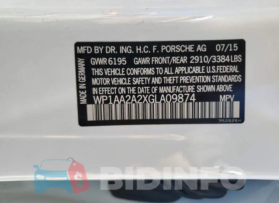 WP1AA2A2XGLA09874 Photo# 12